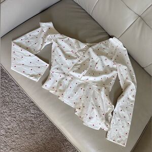 Nasty Gal Asymmetrical Off The Shoulder Polka Dots Top Size 6